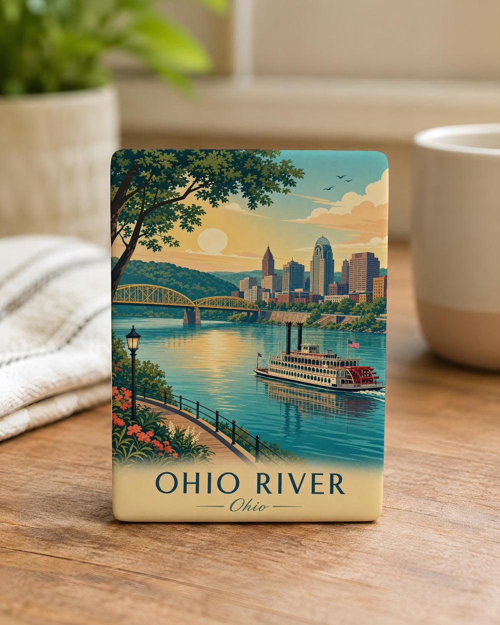 Ohio River Fridge Magnet, Ohio River Souvenir Magnet, River Landmark Magnet, Ohio-Kentucky-West Virginia River Gift