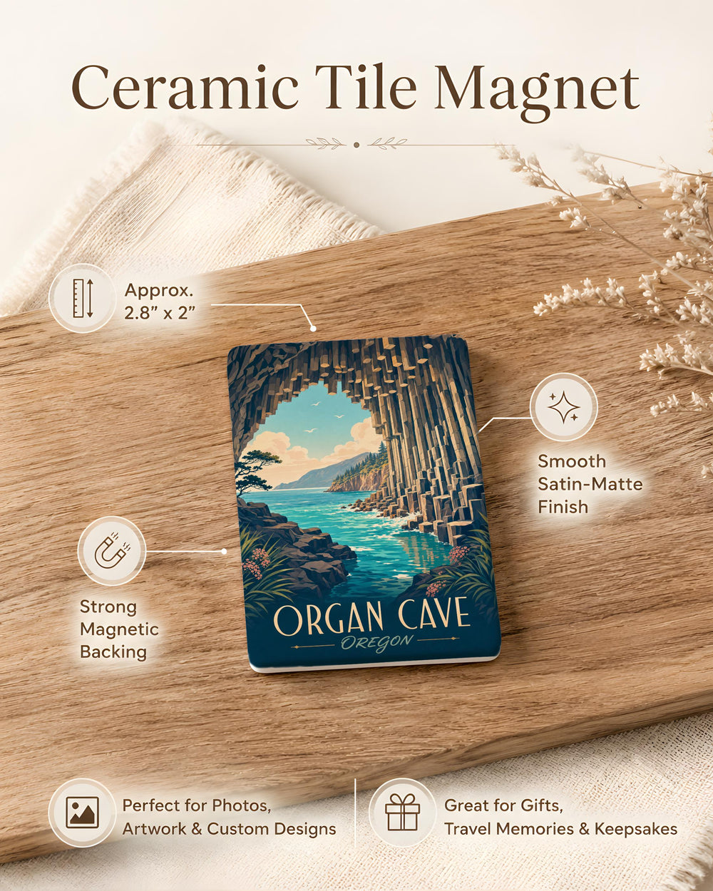 Organ Cave Fridge Magnet, Cave Interior Decor, Underground Cavern Scene, Nature Cave Gift, Travel Souvenir Magnet