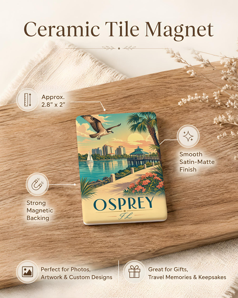 Osprey Florida Fridge Magnet, Osprey Bird Magnet, Coastal Wildlife Refrigerator Magnet, Florida Nature Gift