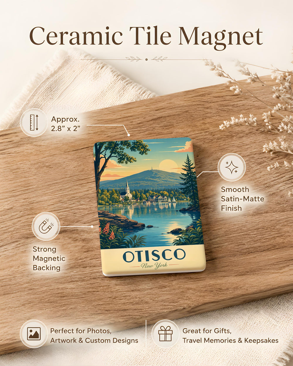 Otisco Lake Fridge Magnet, Otisco New York Souvenir Magnet, Finger Lakes Travel Keepsake, Lake House Kitchen Magnet