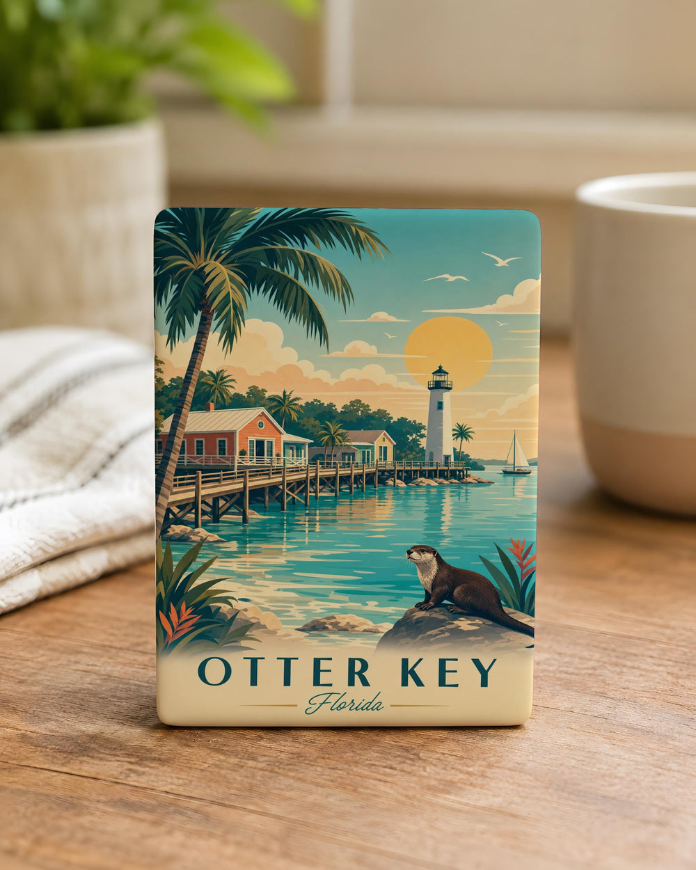 Otter Key Fridge Magnet, Sea Otter with Key, Cute Coastal Animal Kitchen Magnet, Otter Lover Gift, Beach House Decor