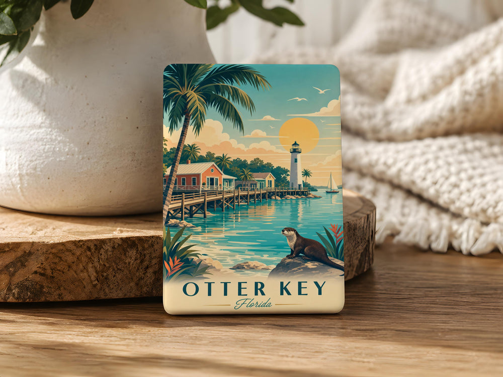 Otter Key Fridge Magnet, Sea Otter with Key, Cute Coastal Animal Kitchen Magnet, Otter Lover Gift, Beach House Decor