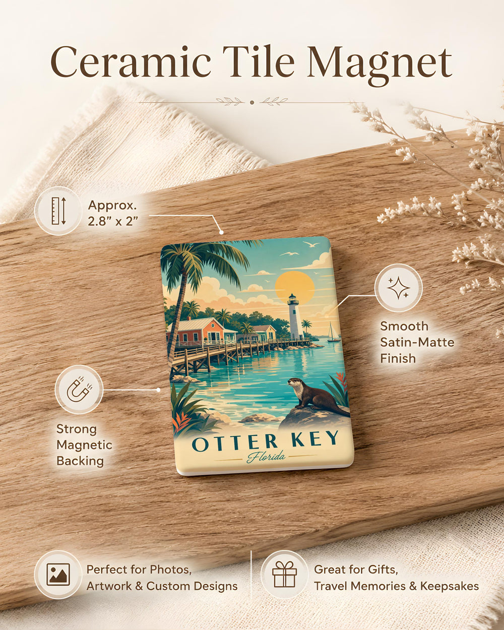 Otter Key Fridge Magnet, Sea Otter with Key, Cute Coastal Animal Kitchen Magnet, Otter Lover Gift, Beach House Decor