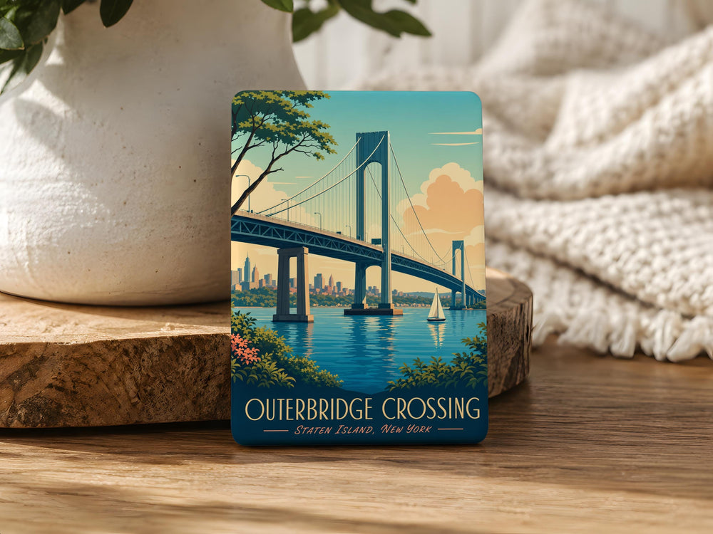 Outerbridge Crossing Bridge Fridge Magnet Staten Island to New Jersey Landmark Souvenir Gift Magnet