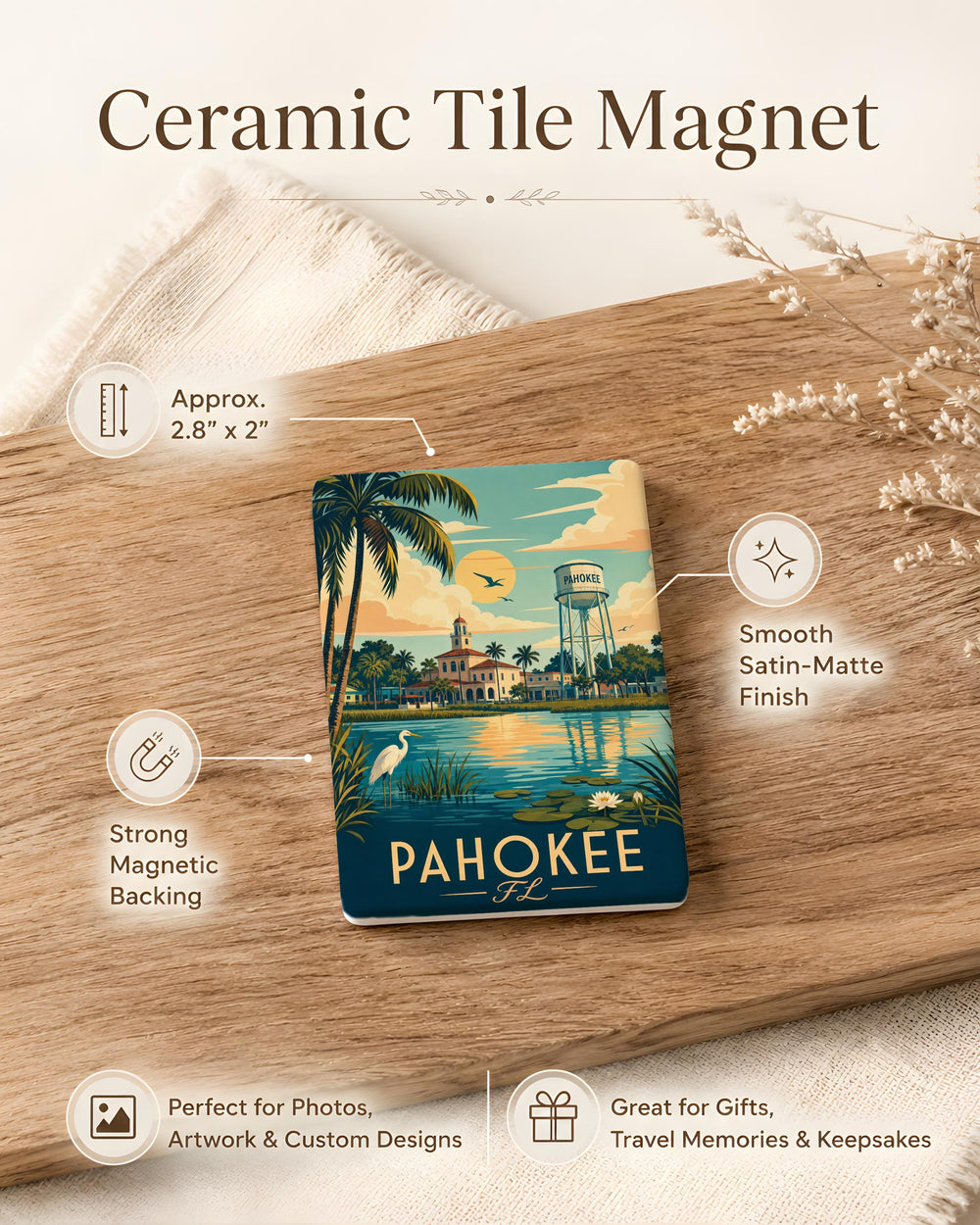 Pahokee Florida Fridge Magnet, Pahokee FL Souvenir Magnet, Lake Okeechobee Travel Gift, Florida Town Keepsake Magnet