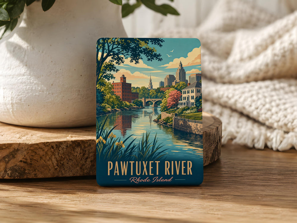 Pawtuxet River Fridge Magnet, Rhode Island River Landmark Souvenir Magnet, Pawtuxet Village Coastal New England Gift