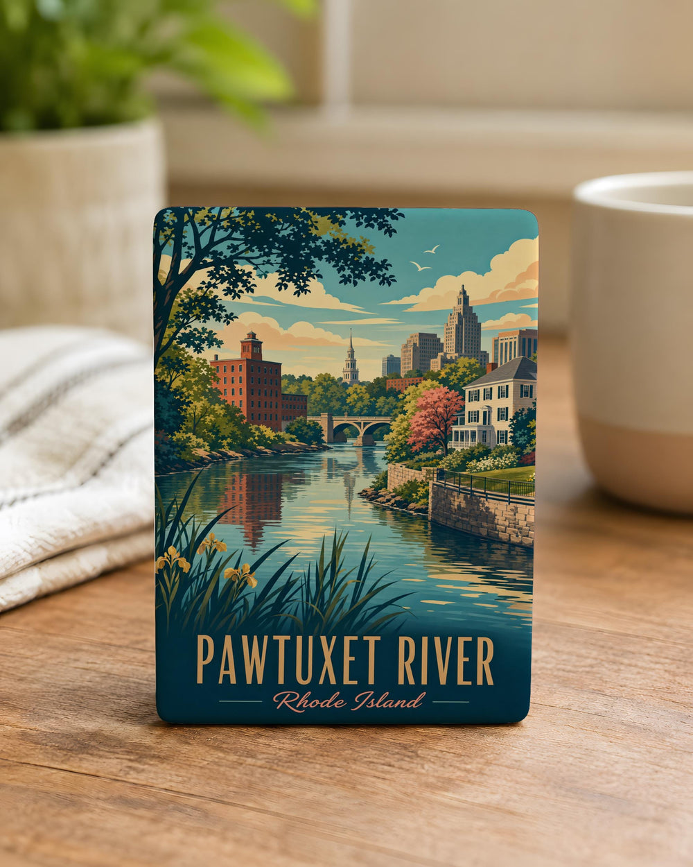 Pawtuxet River Fridge Magnet, Rhode Island River Landmark Souvenir Magnet, Pawtuxet Village Coastal New England Gift