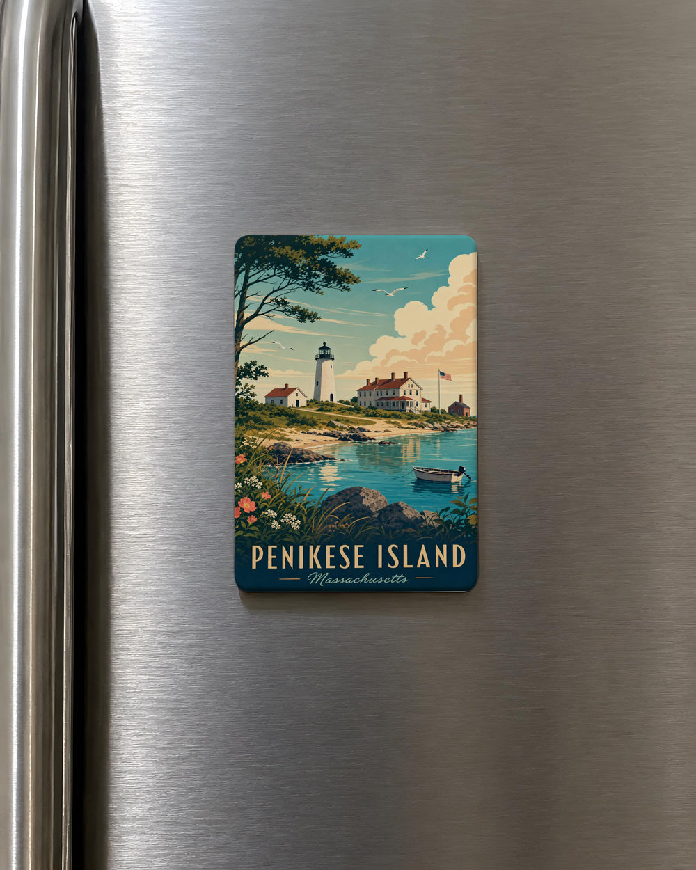Penikese Island Fridge Magnet, Massachusetts Coastal Island Souvenir, New England Travel Keepsake Magnet, Ocean Island Decor