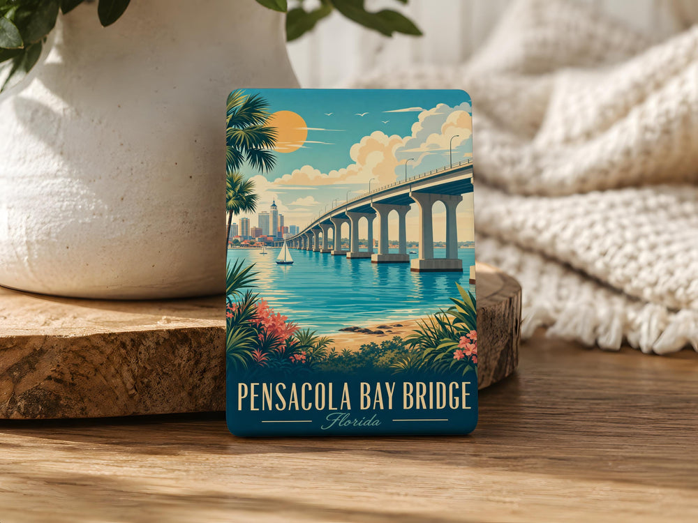 Pensacola Bay Bridge Fridge Magnet, Florida Coastal Landmark Souvenir Magnet, Pensacola Travel Keepsake Gift