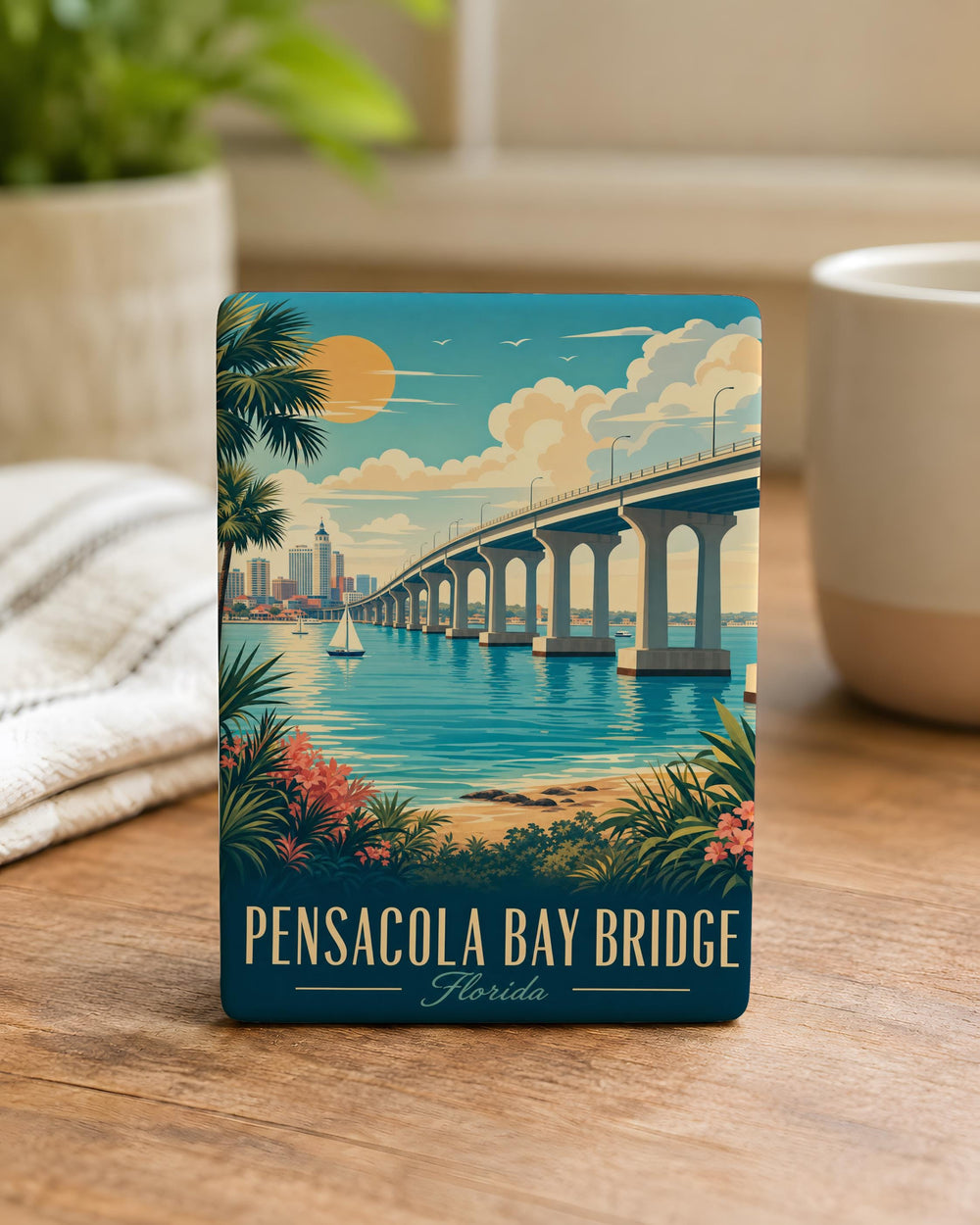 Pensacola Bay Bridge Fridge Magnet, Florida Coastal Landmark Souvenir Magnet, Pensacola Travel Keepsake Gift