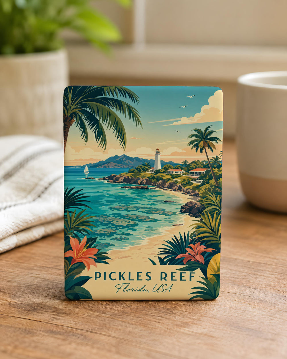 Pickles Reef Fridge Magnet, Ocean Reef Pickle-Themed Souvenir Magnet, Coastal Sea Life Kitchen Magnet
