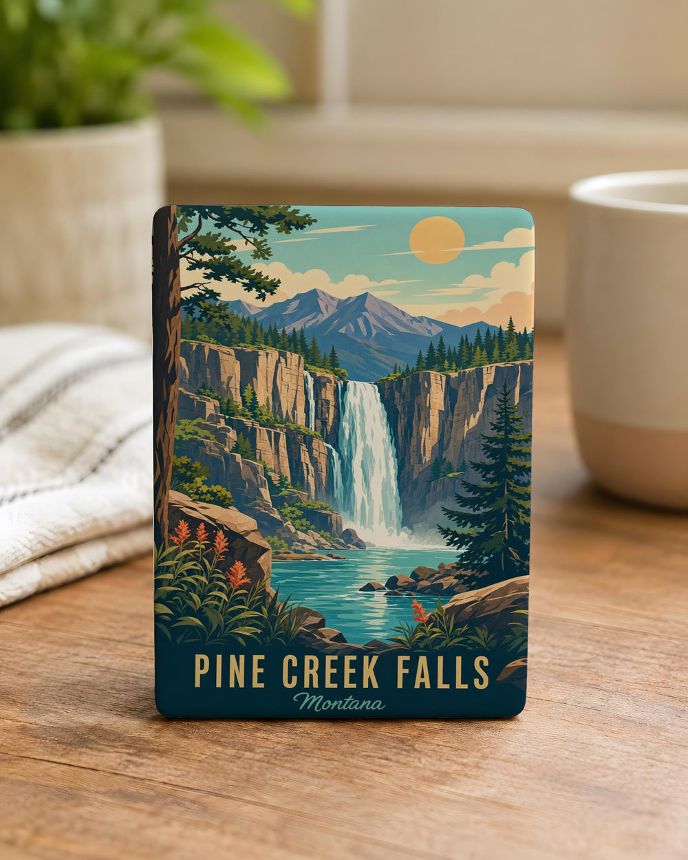 Pine Creek Falls Fridge Magnet, Waterfall Souvenir Magnet, Nature Travel Keepsake, Hiking Adventure Gift