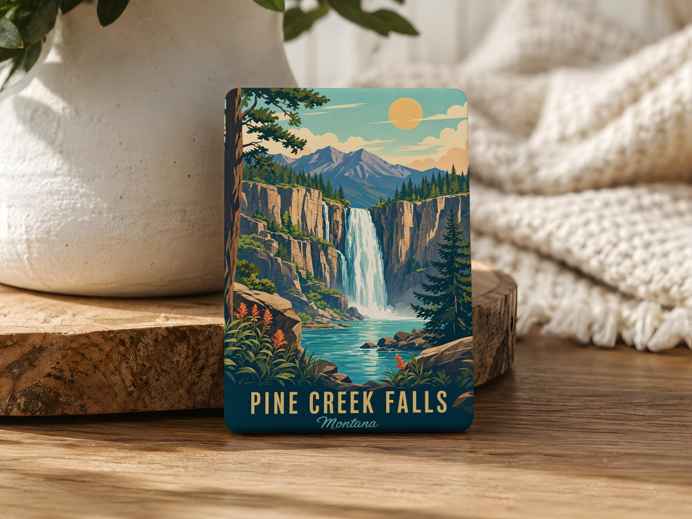 Pine Creek Falls Fridge Magnet, Waterfall Souvenir Magnet, Nature Travel Keepsake, Hiking Adventure Gift