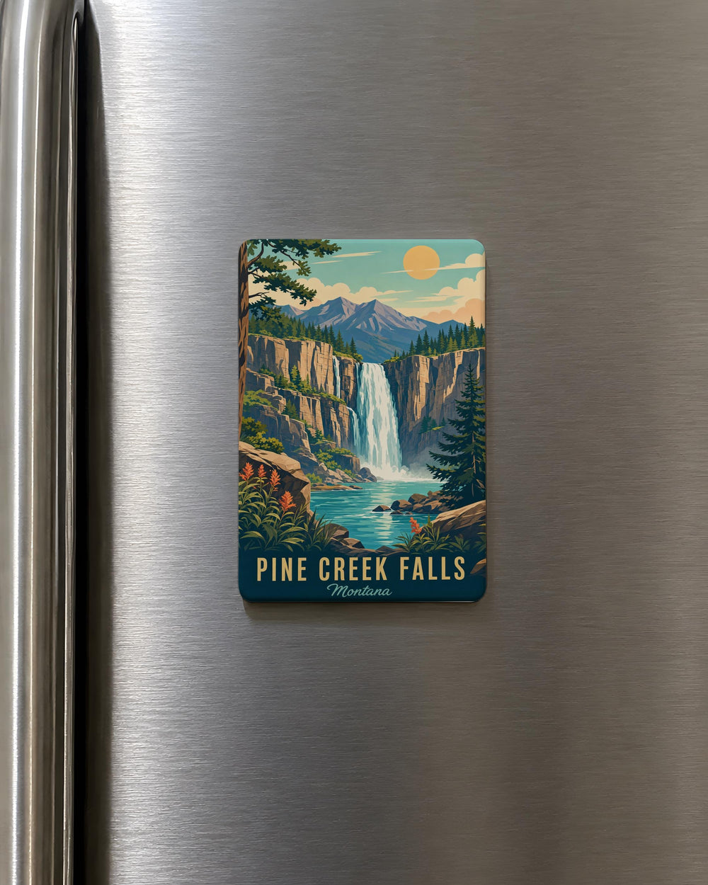 Pine Creek Falls Fridge Magnet, Waterfall Souvenir Magnet, Nature Travel Keepsake, Hiking Adventure Gift