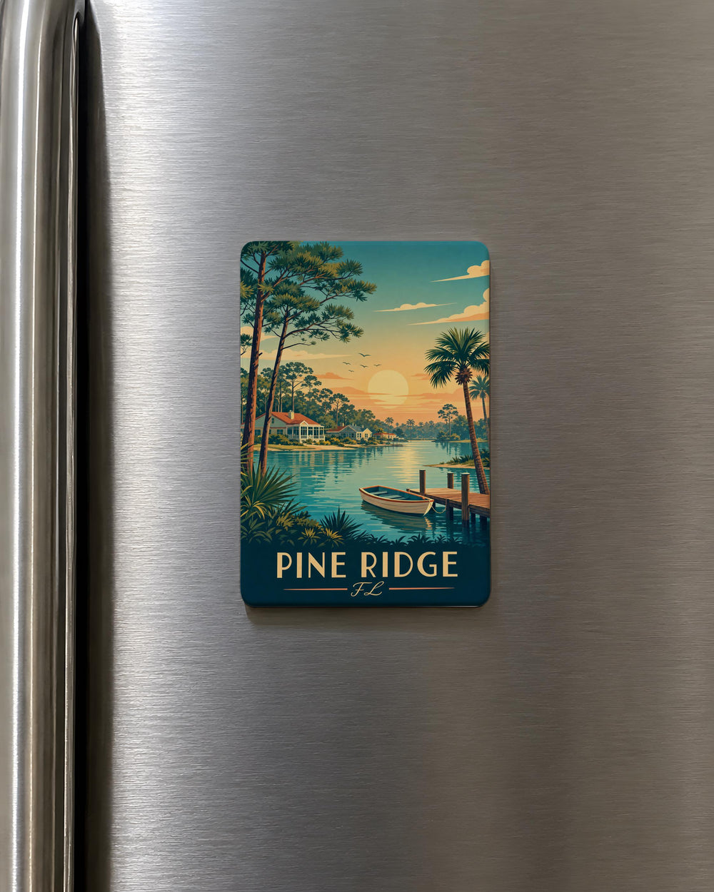 Pine Ridge Florida Fridge Magnet, Pine Ridge FL Souvenir Magnet, Florida Travel Gift, Pine Ridge FL Keepsake Magnet