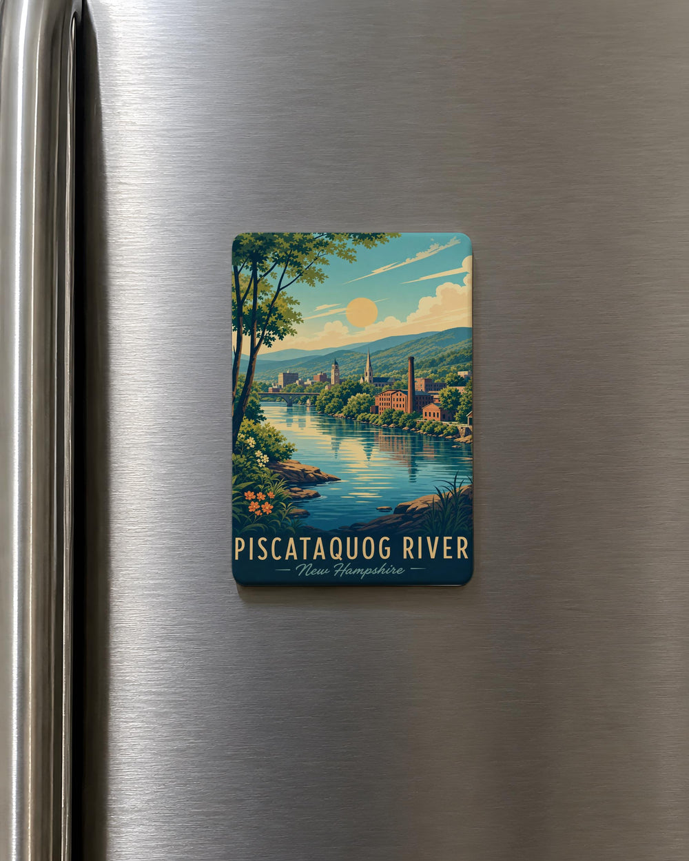 Piscataquog River Fridge Magnet, New Hampshire River Souvenir, Scenic Waterway Keepsake Magnet