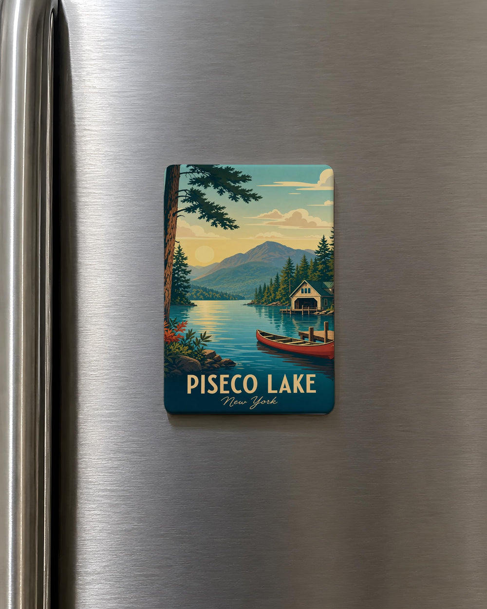 Piseco Lake Fridge Magnet, Piseco Lake New York Souvenir Magnet, Adirondack Mountains Travel Keepsake Magnet