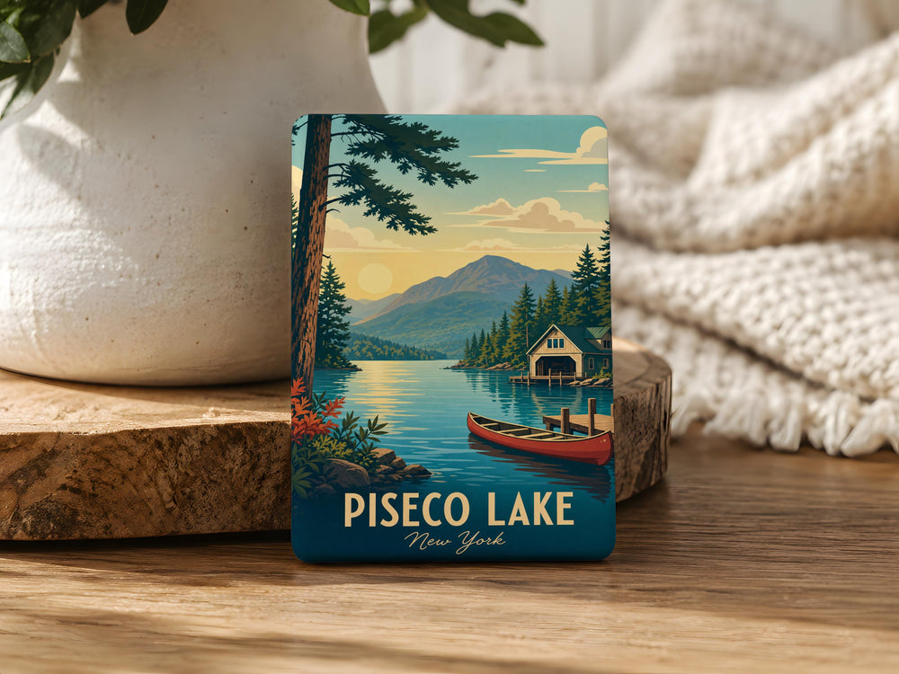 Piseco Lake Fridge Magnet, Piseco Lake New York Souvenir Magnet, Adirondack Mountains Travel Keepsake Magnet