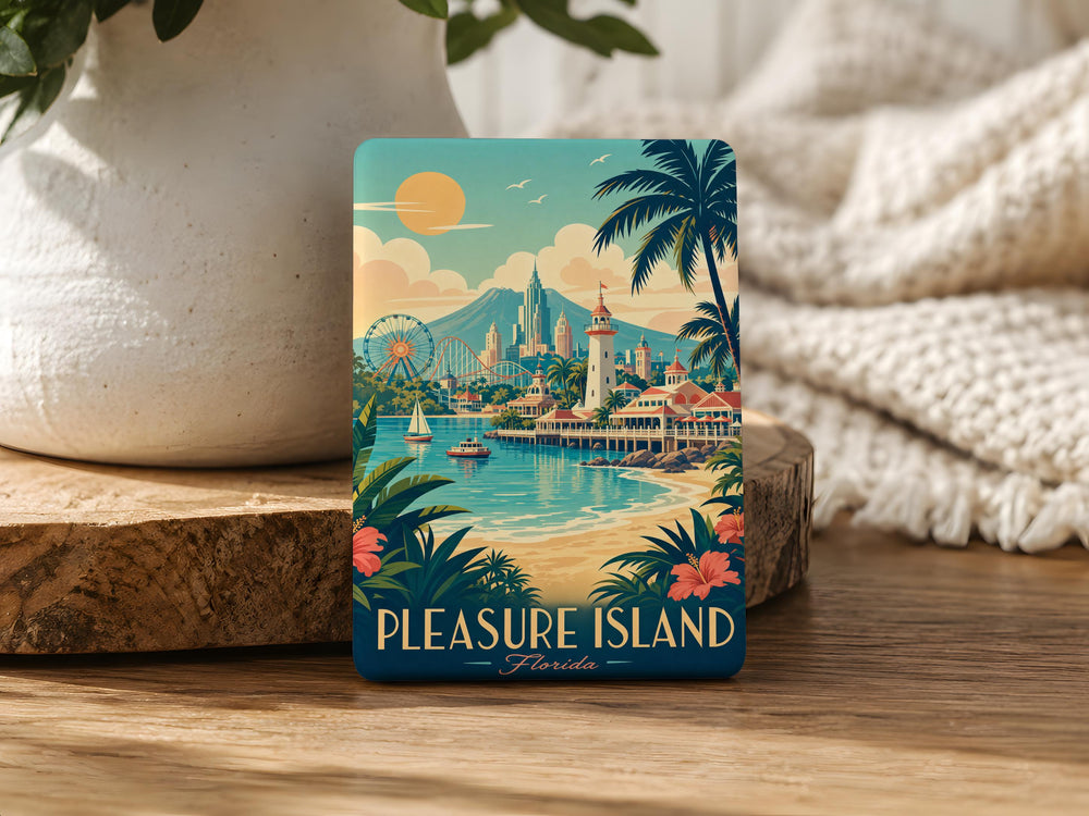 Pleasure Island Fridge Magnet, Pleasure Island Theme Park Souvenir Magnet, Island Vacation Travel Keepsake Magnet