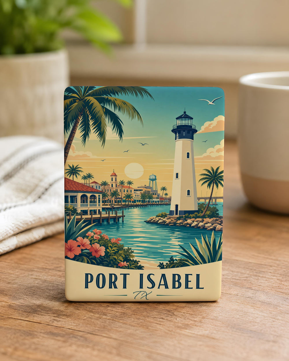 Port Isabel TX Fridge Magnet, Port Isabel Texas Souvenir Magnet, Coastal Town Travel Gift, South Padre Island Area Keepsake