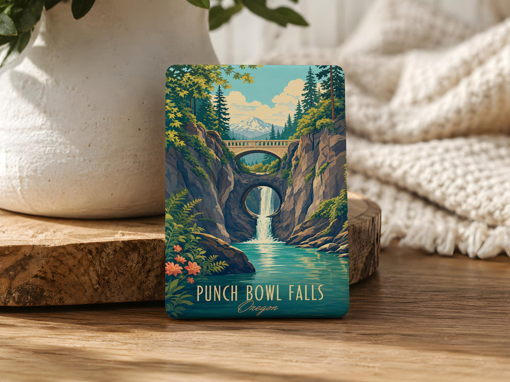 Punch Bowl Falls Fridge Magnet, Waterfall Nature Souvenir Magnet, Oregon Hiking Travel Keepsake Magnet