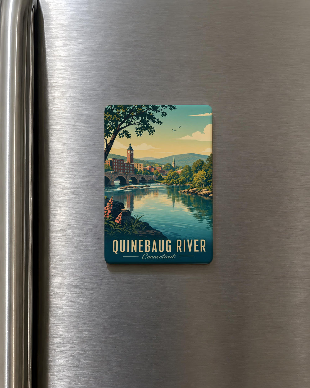 Quinebaug River Fridge Magnet, Connecticut River Souvenir, New England Nature Landmark Keepsake Gift
