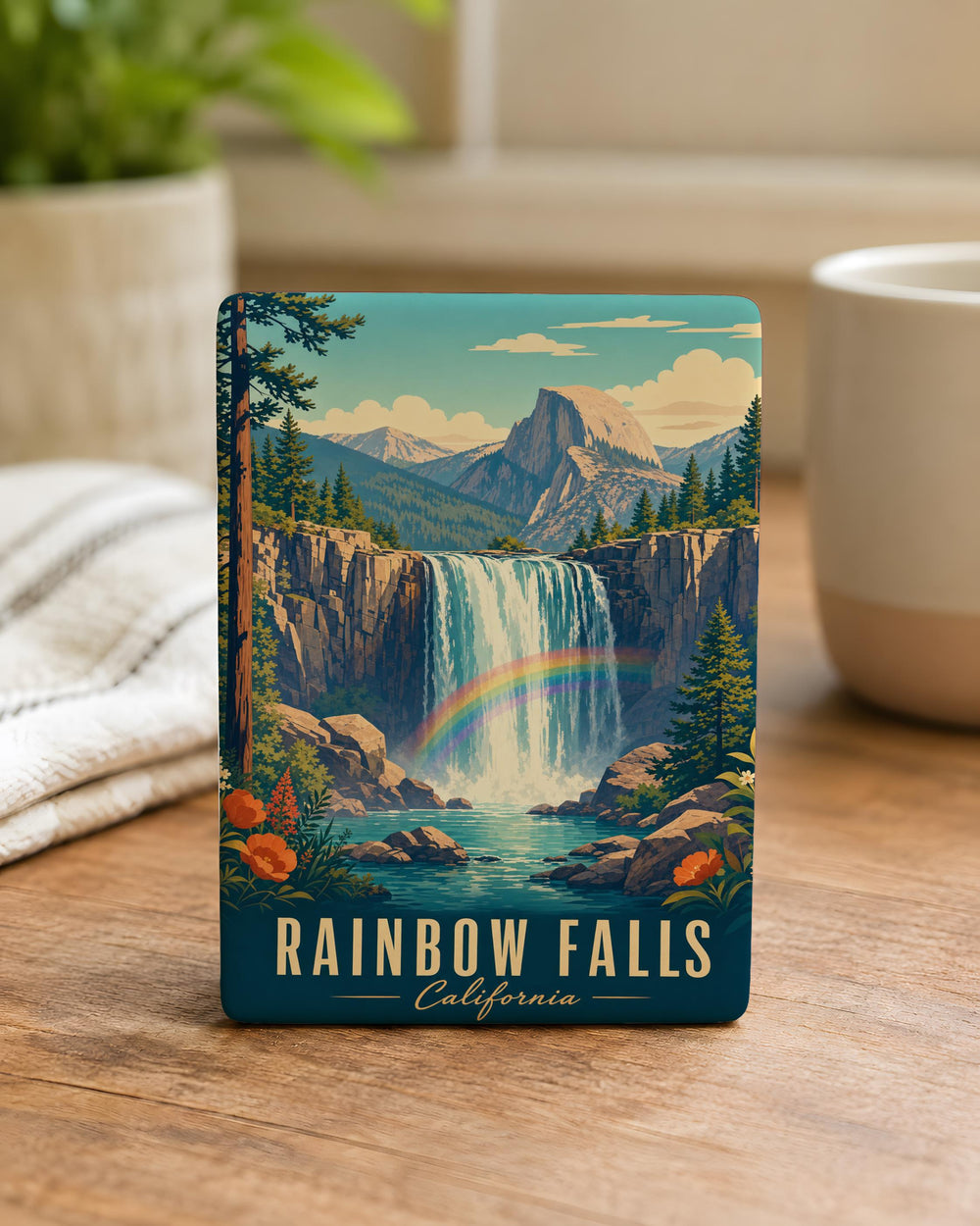 Rainbow Falls California Fridge Magnet, Rainbow Falls Landmark Souvenir, California Travel Keepsake Magnet, Waterfall Decor Magnet