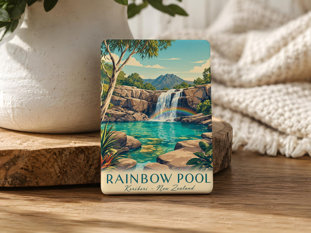 Rainbow Pool Fridge Magnet, Swimming Pool Theme Magnet, Poolside Summer Decor Magnet, Vacation Resort Gift Magnet