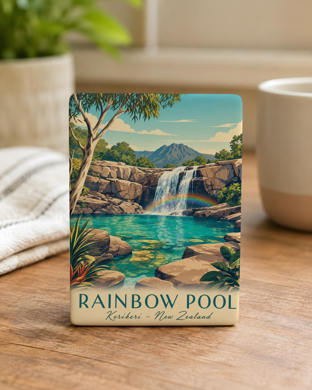 Rainbow Pool Fridge Magnet, Swimming Pool Theme Magnet, Poolside Summer Decor Magnet, Vacation Resort Gift Magnet