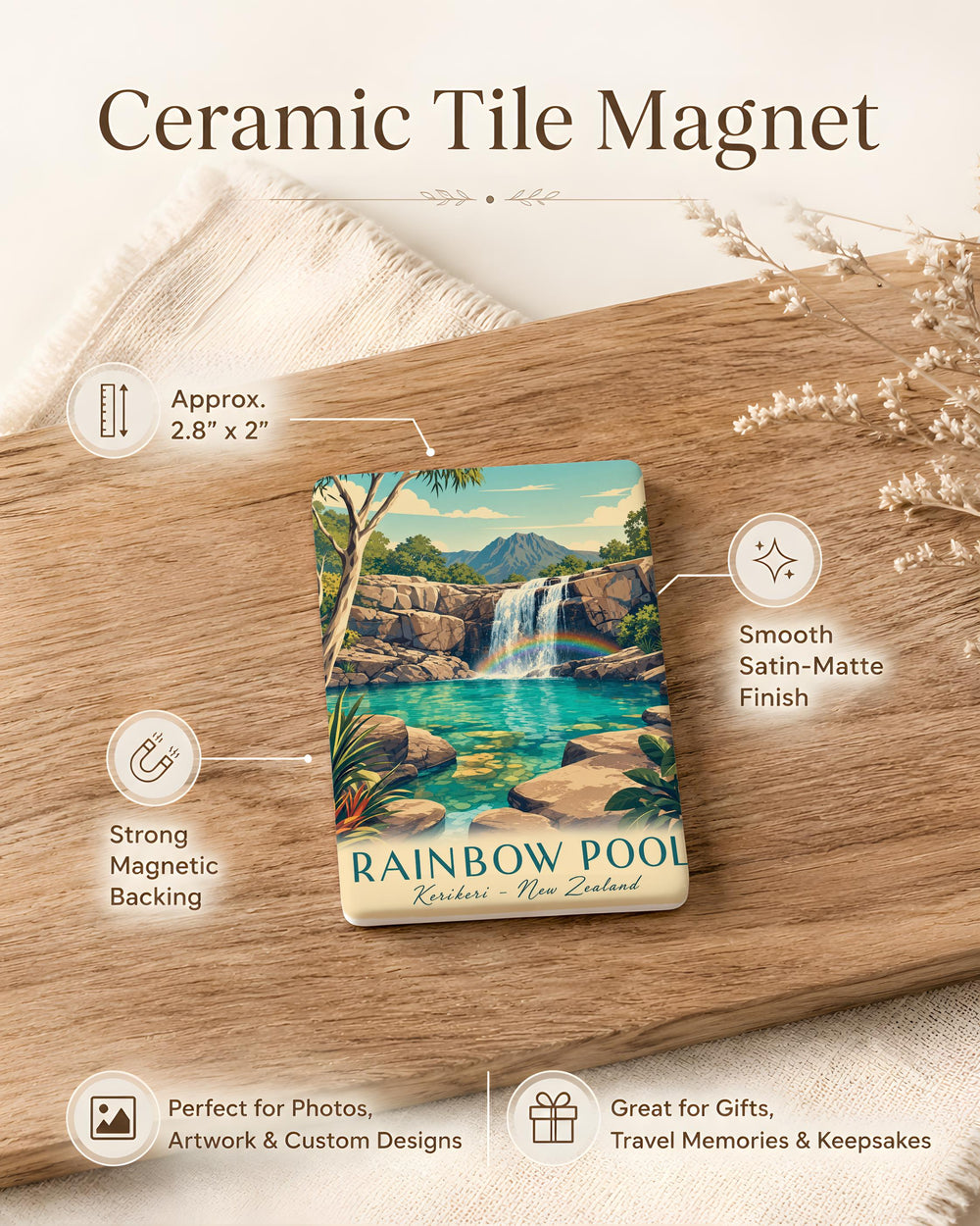 Rainbow Pool Fridge Magnet, Swimming Pool Theme Magnet, Poolside Summer Decor Magnet, Vacation Resort Gift Magnet