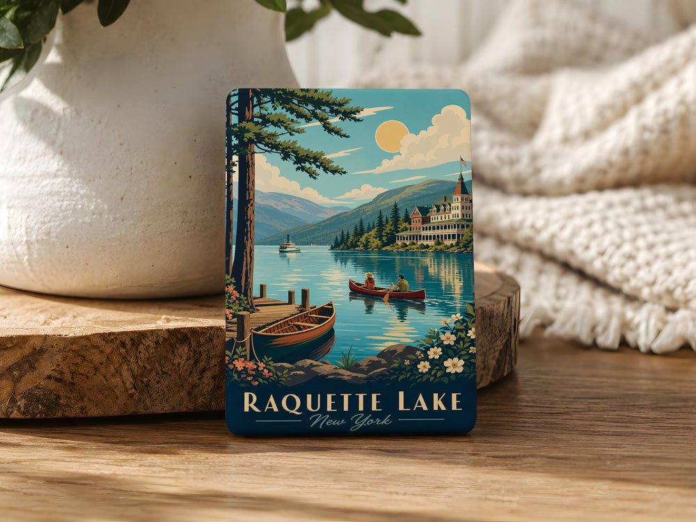 Raquette Lake Fridge Magnet, Adirondack Lake Souvenir, New York Vacation Keepsake, Lake House Decor Magnet
