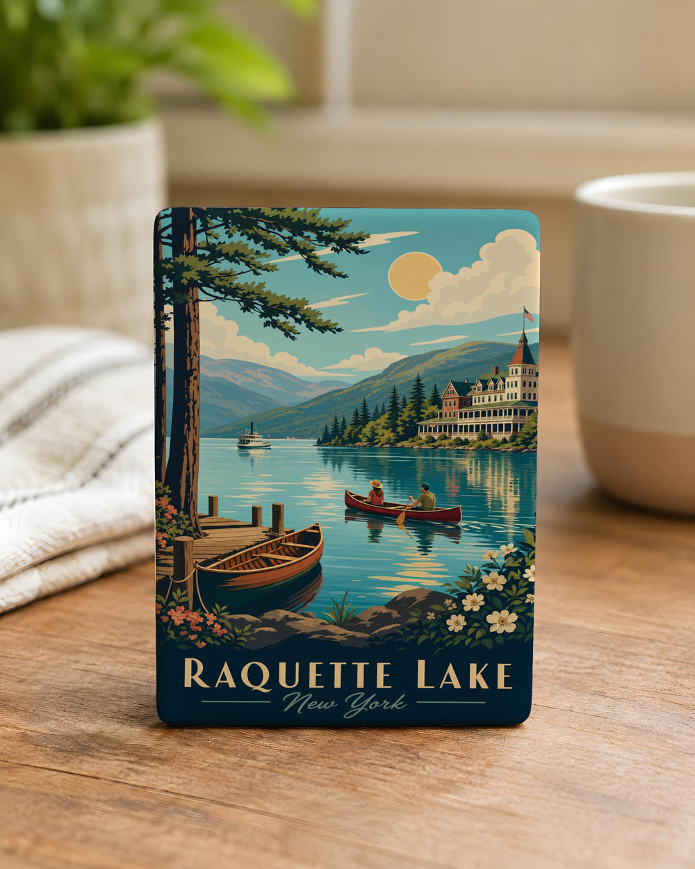 Raquette Lake Fridge Magnet, Adirondack Lake Souvenir, New York Vacation Keepsake, Lake House Decor Magnet