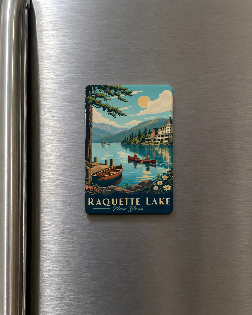 Raquette Lake Fridge Magnet, Adirondack Lake Souvenir, New York Vacation Keepsake, Lake House Decor Magnet