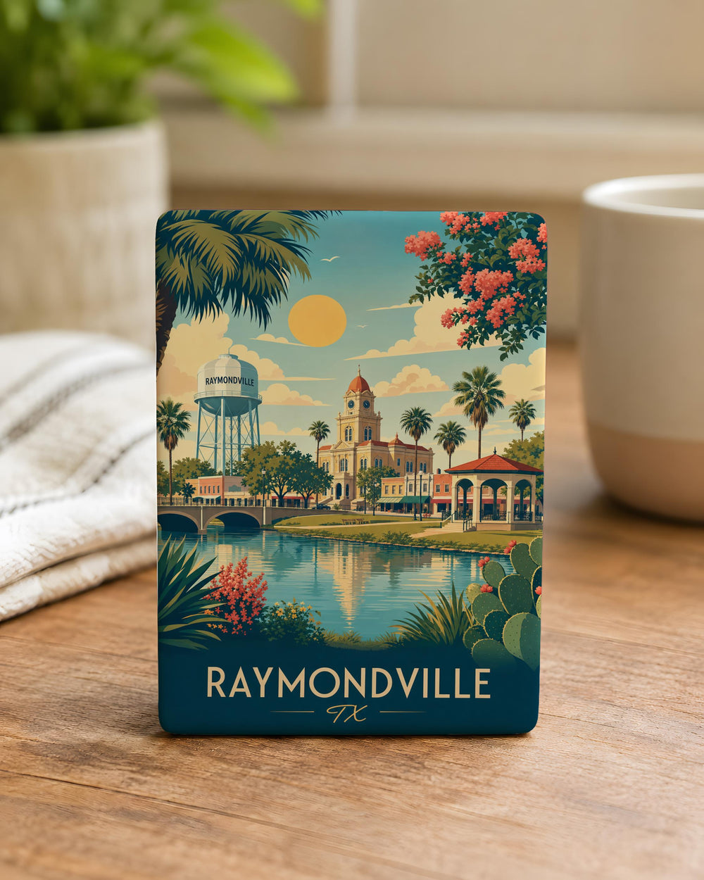 Raymondville TX Fridge Magnet, Raymondville Texas Souvenir Magnet, Travel Gift, City Landmark Keepsake, Home Decor Magnet