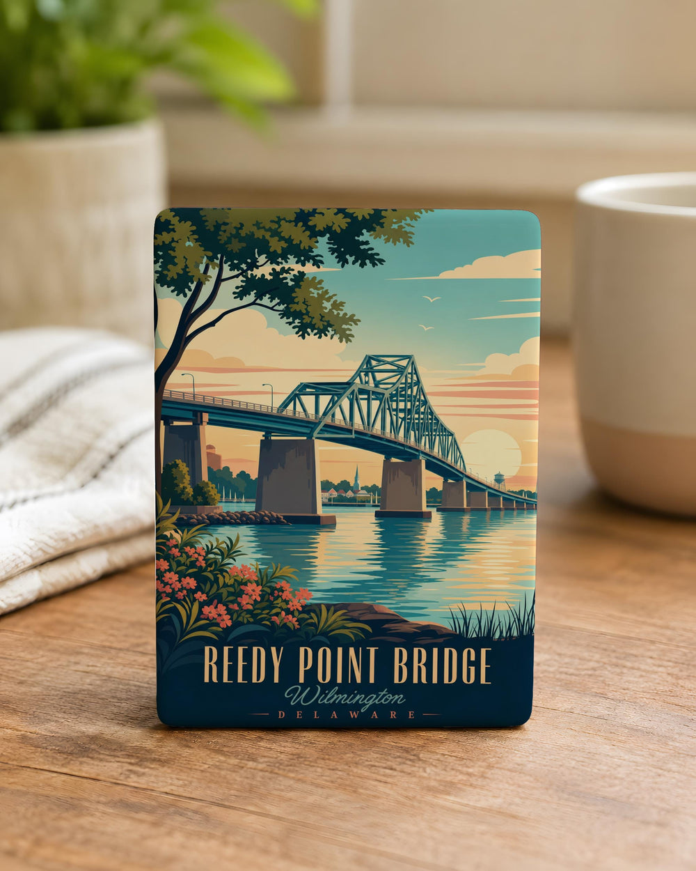 Reedy Point Bridge Fridge Magnet, Delaware Canal Bridge Souvenir, Chesapeake & Delaware Canal Landmark Magnet
