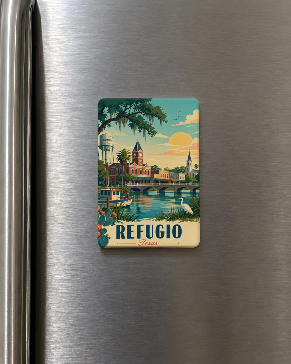 Refugio TX Fridge Magnet, Refugio Texas Souvenir Magnet, Texas Travel Gift, Coastal Bend Keepsake Magnet, Hometown Magnet