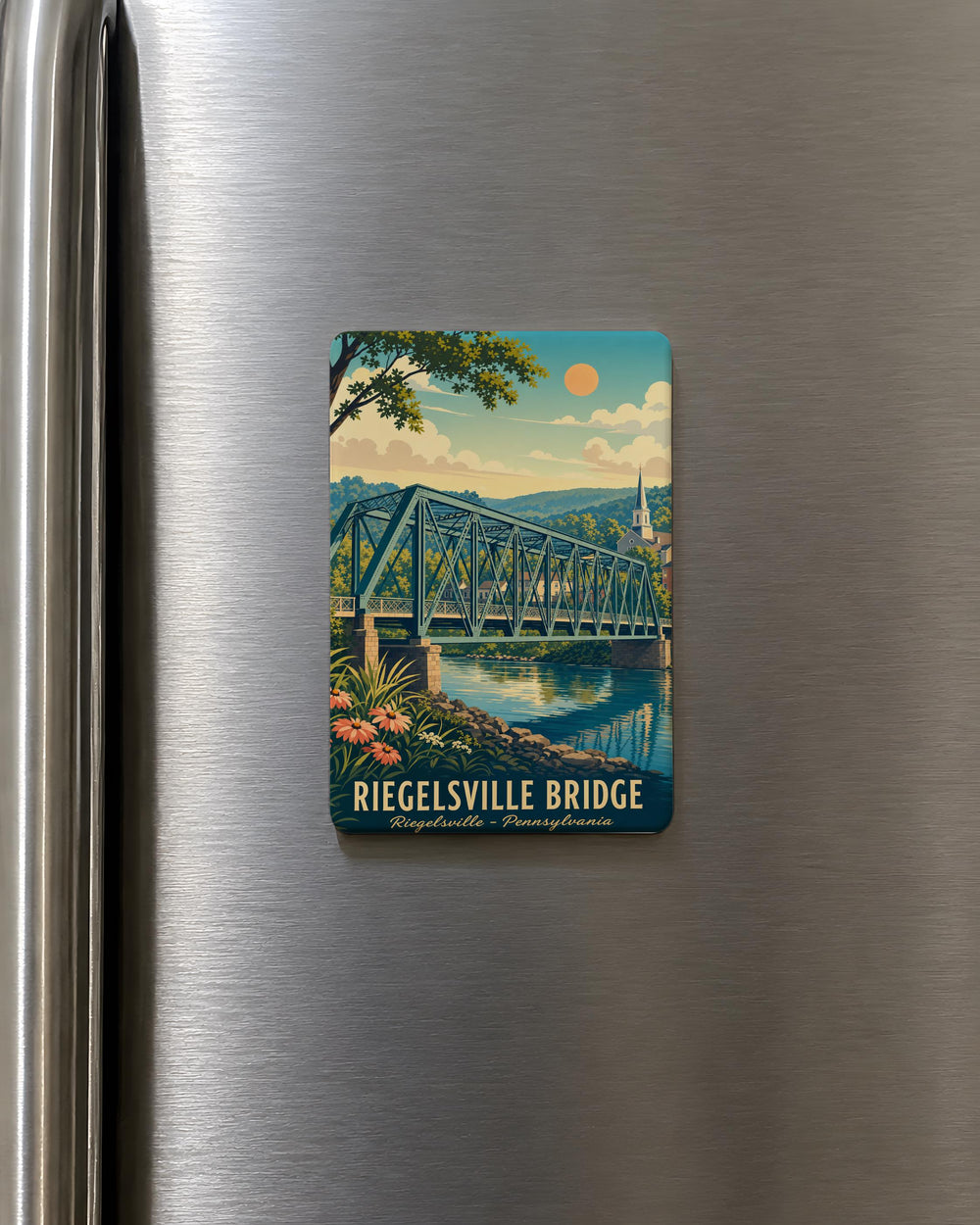 Riegelsville Bridge Fridge Magnet, Pennsylvania River Bridge Souvenir, Delaware River Landmark Magnet, Bucks County Travel Gift
