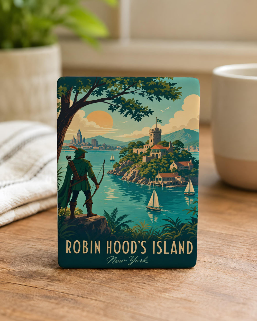 Robin Hood’s Island Fridge Magnet, Nottinghamshire Landmark Souvenir, River Trent Island Keepsake Magnet
