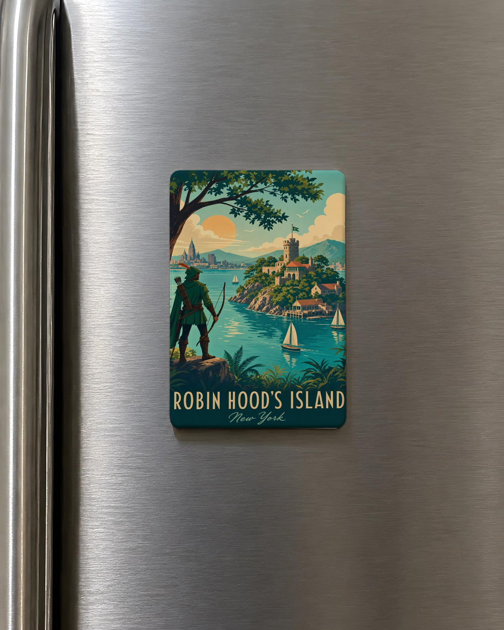 Robin Hood’s Island Fridge Magnet, Nottinghamshire Landmark Souvenir, River Trent Island Keepsake Magnet