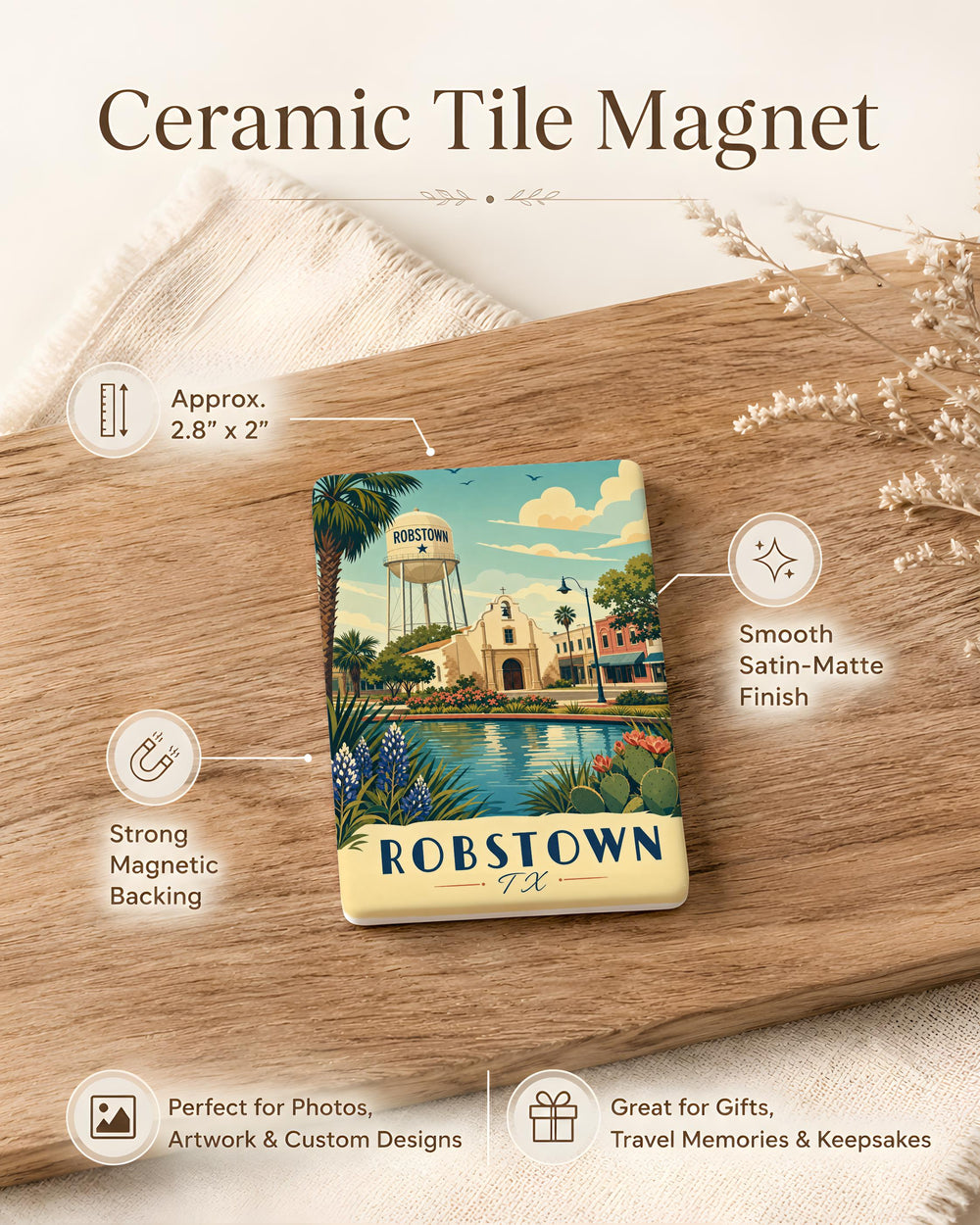 Robstown TX Fridge Magnet, Robstown Texas Souvenir Magnet, Texas Travel Gift, Robstown Keepsake, South Texas Magnet