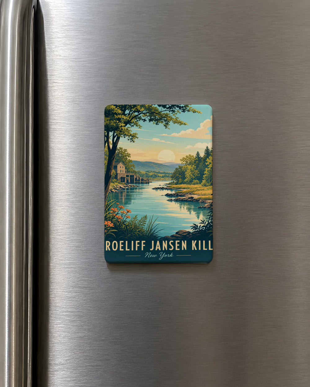 Roeliff Jansen Kill Fridge Magnet, Hudson Valley Creek Landmark Souvenir Magnet, New York Waterway Place Name Magnet