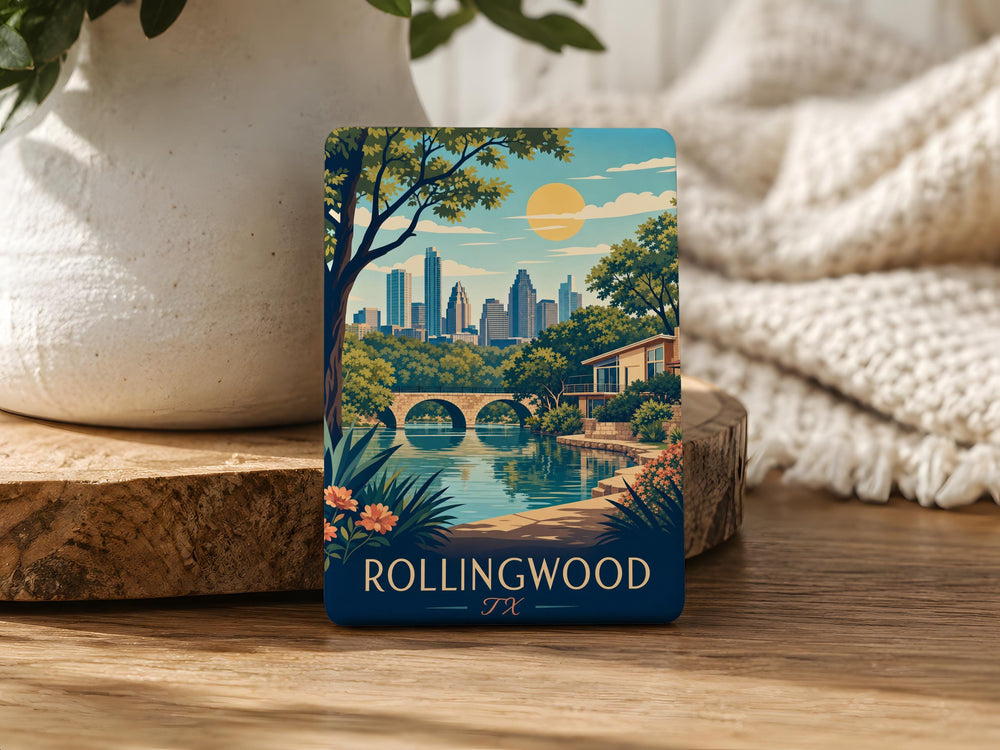 Rollingwood TX Fridge Magnet, Rollingwood Texas Souvenir Magnet, City Name Travel Keepsake Gift