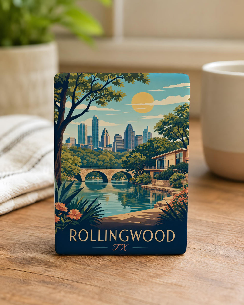 Rollingwood TX Fridge Magnet, Rollingwood Texas Souvenir Magnet, City Name Travel Keepsake Gift