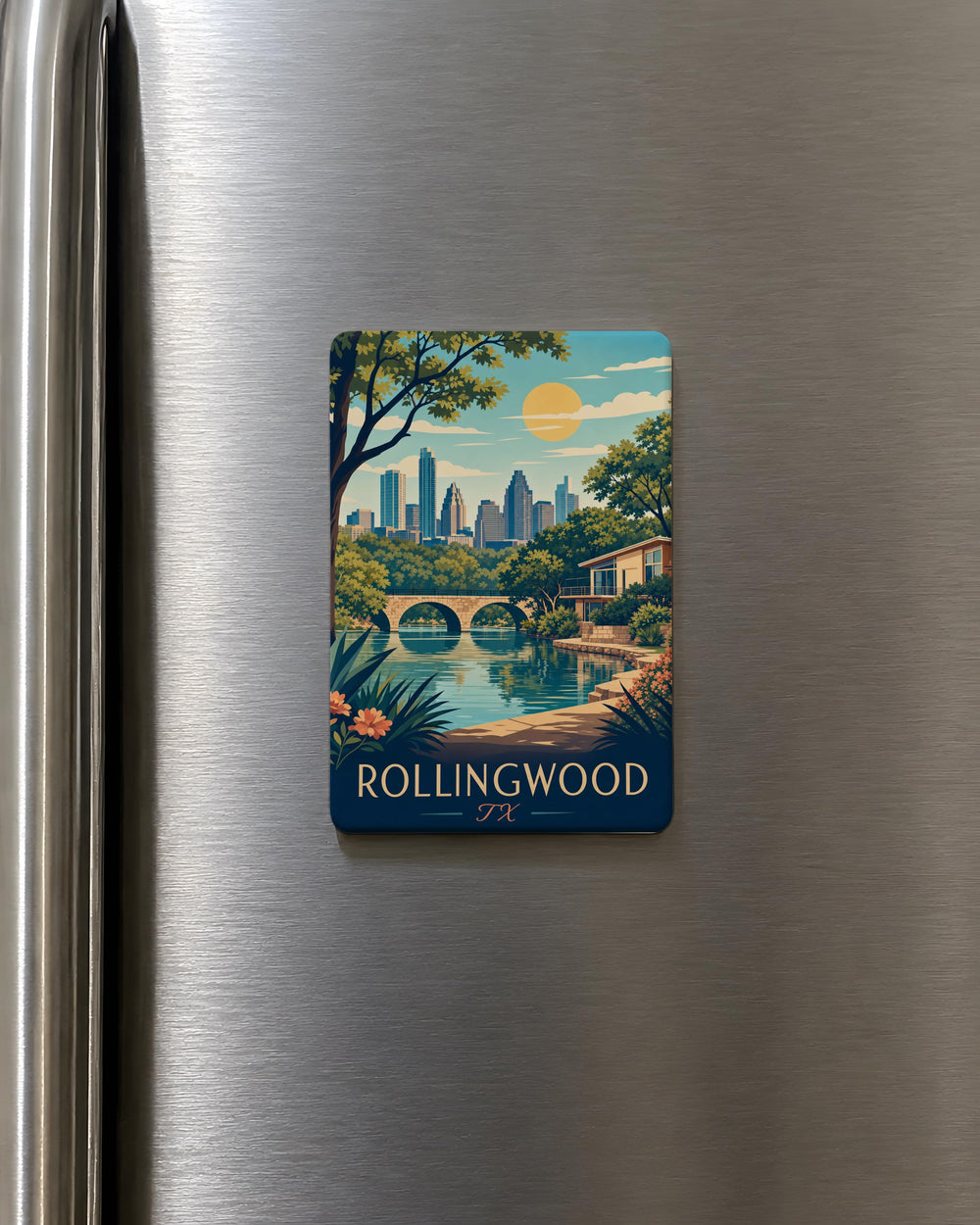 Rollingwood TX Fridge Magnet, Rollingwood Texas Souvenir Magnet, City Name Travel Keepsake Gift