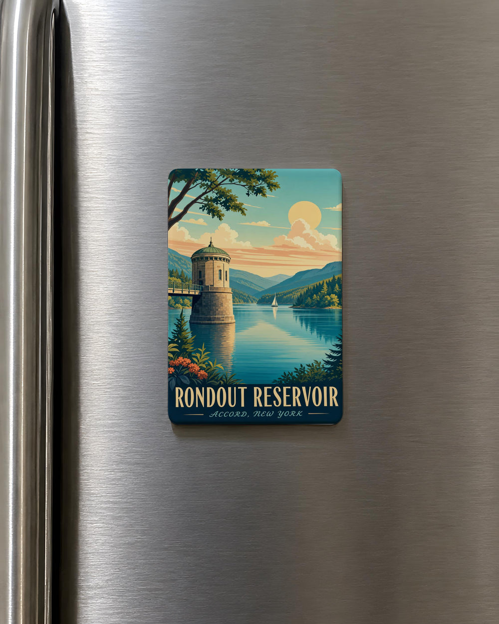 Rondout Reservoir Fridge Magnet, Rondout Reservoir New York Souvenir, Catskills Reservoir Landmark Magnet, Scenic Water View Magnet