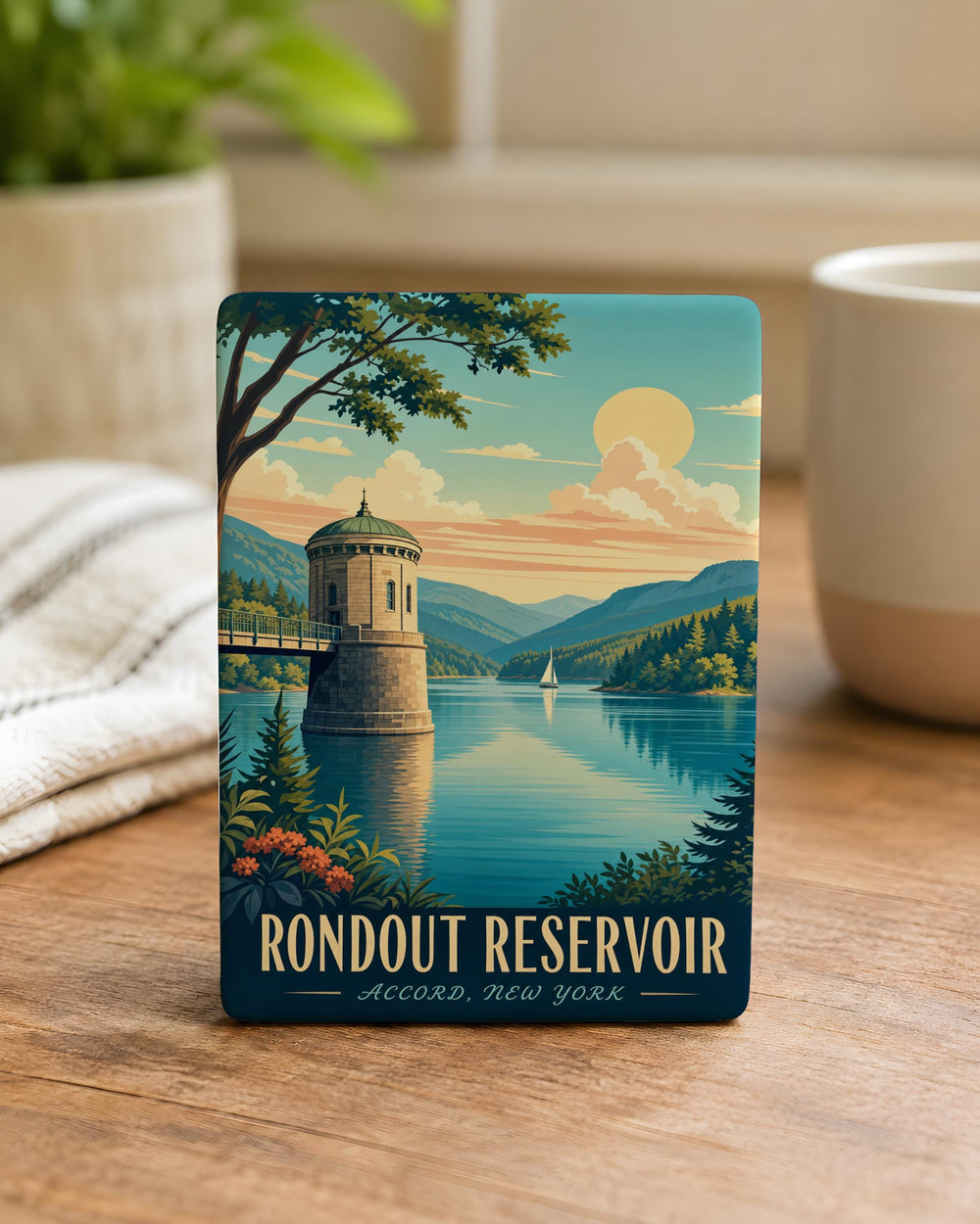 Rondout Reservoir Fridge Magnet, Rondout Reservoir New York Souvenir, Catskills Reservoir Landmark Magnet, Scenic Water View Magnet