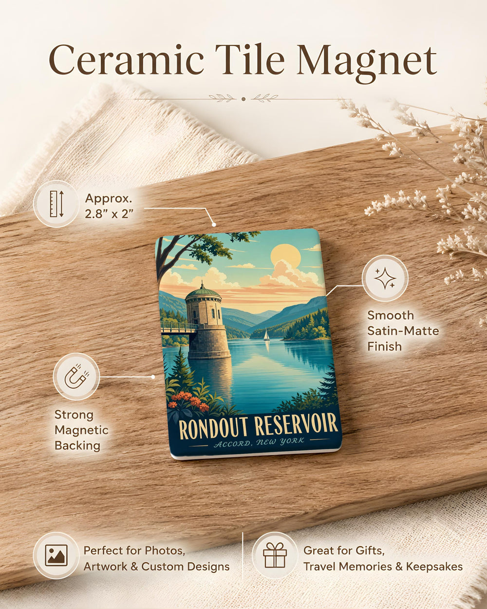Rondout Reservoir Fridge Magnet, Rondout Reservoir New York Souvenir, Catskills Reservoir Landmark Magnet, Scenic Water View Magnet