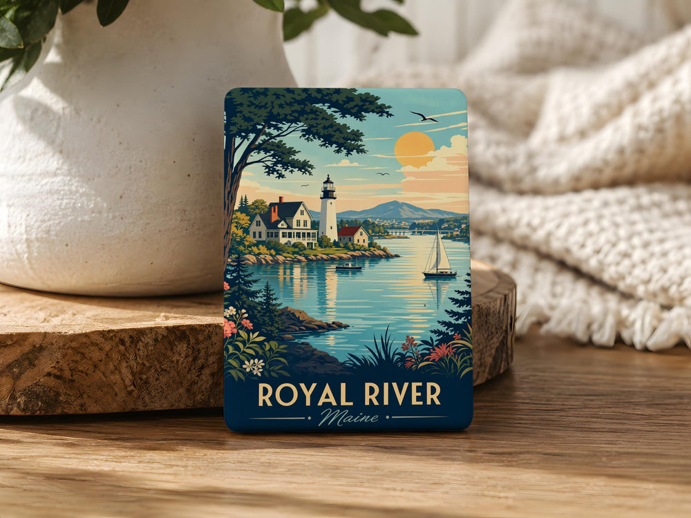Royal River Fridge Magnet, Scenic River Landscape Souvenir Magnet, Nature Riverbank Travel Keepsake Magnet