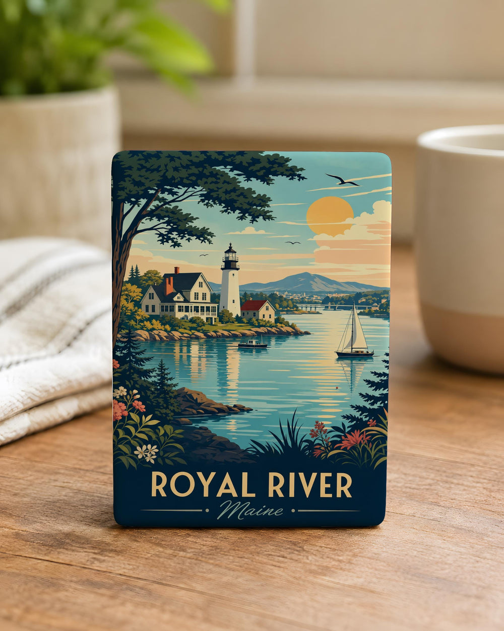 Royal River Fridge Magnet, Scenic River Landscape Souvenir Magnet, Nature Riverbank Travel Keepsake Magnet