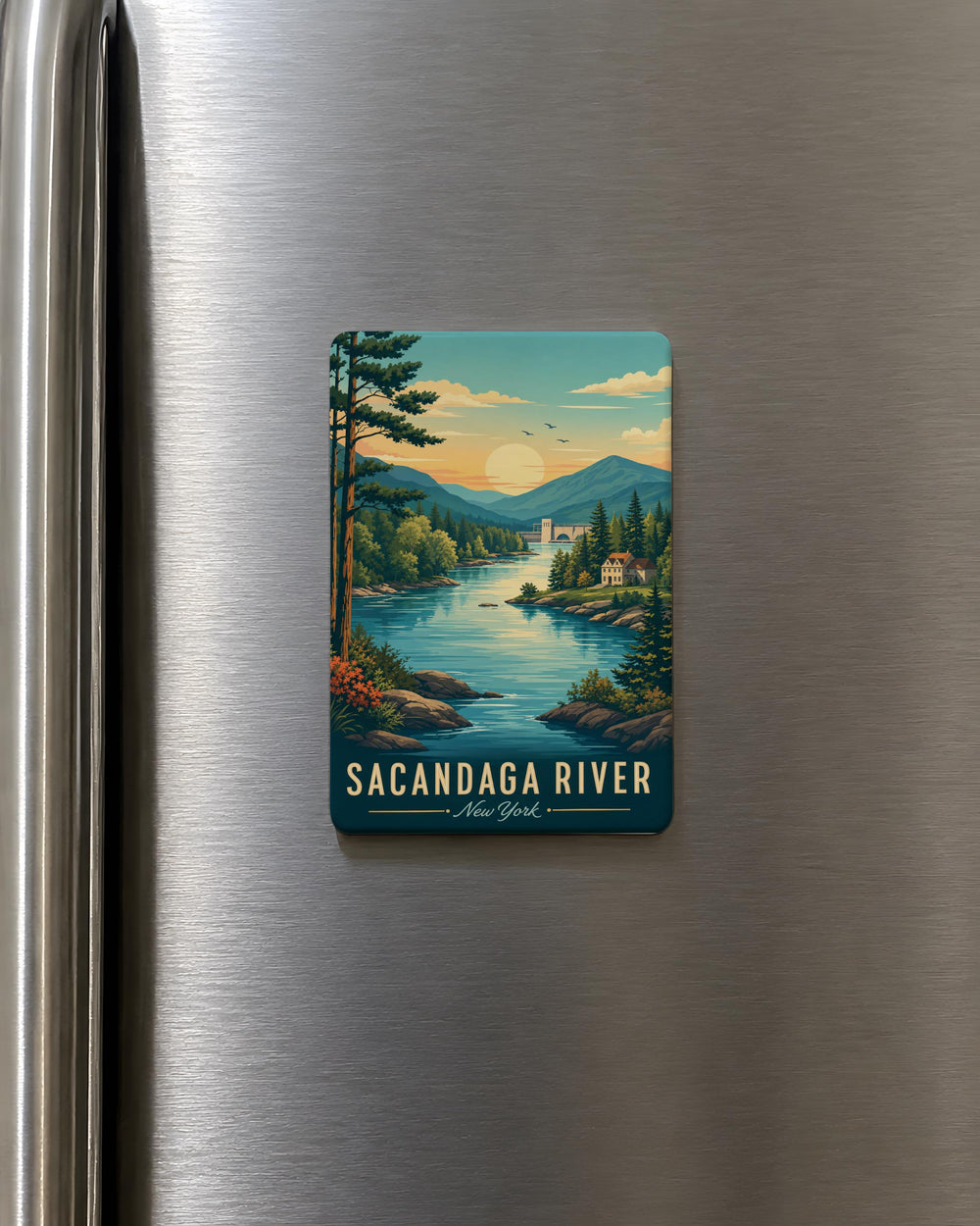 Sacandaga River Fridge Magnet, Adirondack New York River Souvenir, Scenic River Landmark Magnet, Lake Sacandaga Gift